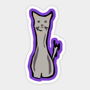 Tall Grey Cat Sticker